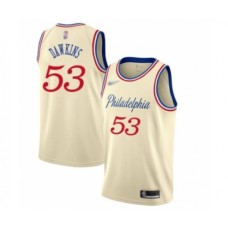 Men's Philadelphia 76ers #53 Darryl Dawkins Swingman Cream Basketball Stitched Jersey - 2019 20 City Edition