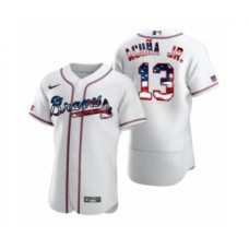 Men's Ronald Acuna Jr. #13 Atlanta Braves White 2020 Stars & Stripes 4th of July Stitched Jersey