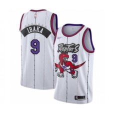 Men's Toronto Raptors #9 Serge Ibaka Authentic White Hardwood Classics Basketball Stitched Jersey