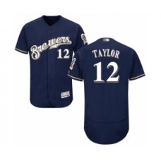 Men's Milwaukee Brewers #12 Tyrone Taylor Navy Blue Alternate Flex Base Authentic Collection Baseball Player Stitched Jersey