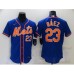 Men's Nike New York Mets #23 Javier Bez Blue Elite Authentic Baseball Stitched Jersey