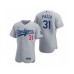 Men's Los Angeles Dodgers #31 Mike Piazza Nike Gray Authentic 2020 Alternate Stitched Jersey