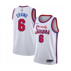 Men's Philadelphia 76ers #6 Julius Erving Authentic White Hardwood Classics Basketball Stitched Jersey