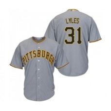 Men's Pittsburgh Pirates #31 Jordan Lyles Replica Grey Road Cool Base Baseball Jersey