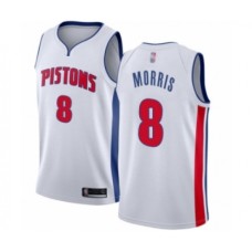 Men's Detroit Pistons #8 Markieff Morris Authentic White Basketball Jersey - Association Edition