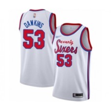 Men's Philadelphia 76ers #53 Darryl Dawkins Authentic White Hardwood Classics Basketball Stitched Jersey