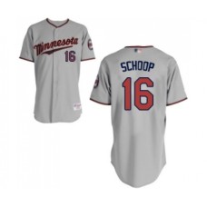 Men's Minnesota Twins #16 Jonathan Schoop Replica Grey Road Cool Base Baseball Jersey