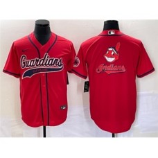 Men's Cleveland Guardians Red Team Big Logo Cool Base Stitched Baseball Jersey