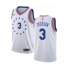 Men's Nike Philadelphia 76ers #3 Allen Iverson White Swingman Jersey - Earned Edition