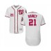 Men's Washington Nationals #21 Tanner Rainey White Home Flex Base Authentic Collection Baseball Player Stitched Jersey