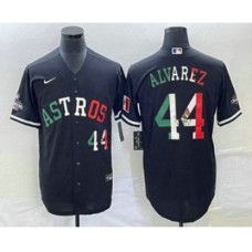 Men's Houston Astros #44 Yordan Alvarez Number Mexico Black Cool Base Stitched Baseball Jersey