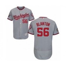 Men's Washington Nationals #56 Joe Blanton Grey Road Flex Base Authentic Collection 2019 World Series Bound Baseball Stitched Jersey