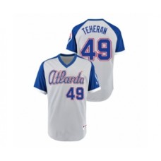 Men's Atlanta Braves #49 Turn Back the Clock Julio Teheran Gray Royal 1979 Authentic Stitched Jersey