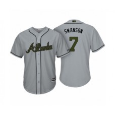 Men's Atlanta Braves #7 Dansby Swanson Gray 2017 Memorial Day Cool Base Stitched Jersey