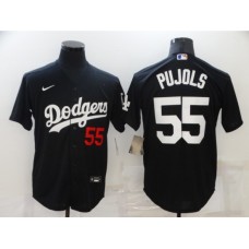 Men's Los Angeles Dodgers #55 Albert Pujols Black Nike Baseball Game Stitched Jersey