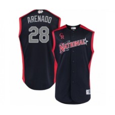 Men's Colorado Rockies #28 Nolan Arenado Authentic Navy Blue National League 2019 Baseball All-Star Jersey