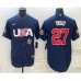 Men's USA Baseball #27 Mike Trout 2023 Navy World Baseball Classic Stitched Jersey