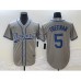 Men's Los Angeles Dodgers #5 Freddie Freeman Grey Cool Base Stitched Baseball Jersey1