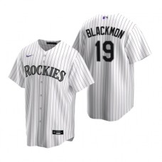 Men's Nike Colorado Rockies #19 Charlie Blackmon White Home Stitched Baseball Jersey