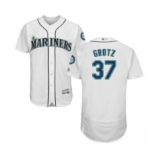 Men's Seattle Mariners #37 Zac Grotz White Home Flex Base Authentic Collection Baseball Player Stitched Jersey