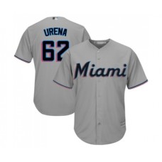 Men's Miami Marlins #62 Jose Urena Replica Grey Road Cool Base Baseball Jersey