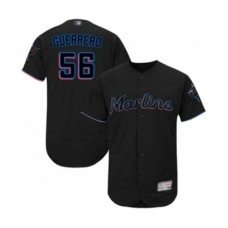 Men's Miami Marlins #56 Tayron Guerrero Black Alternate Flex Base Authentic Collection Baseball Player Stitched Jersey