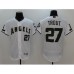 Men's Los Angeles Angels of Anaheim #27 Mike Trout Authentic White-Green Independent Stitched Jersey