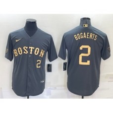 Men's Boston Red Sox #2 Xander Bogaerts Number Grey 2022 All Star Stitched Cool Base Nike Jersey