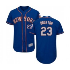 Men's New York Mets #23 Keon Broxton Royal Gray Alternate Flex Base Authentic Collection Baseball Jersey