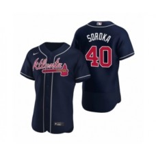 Men's Atlanta Braves #40 Mike Soroka Nike Navy Authentic 2020 Alternate Stitched Jersey