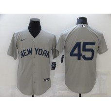 Men's New York Yankees #45 Gerrit Cole Gray Game 2021 Field of Dreams Stitched Jersey