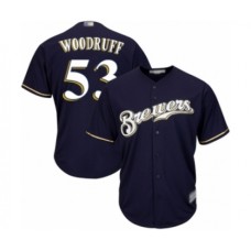 Men's Milwaukee Brewers #53 Brandon Woodruff Replica Navy Blue Alternate Cool Base Baseball Jersey