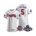 Men's Atlanta Braves #5 Freddie Freeman 2021 White World Series Champions With 150th Anniversary Flex Base Stitched Jersey