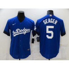 Men's Nike Los Angeles Dodgers #5 Corey Seager Blue Game City Player Stitched Jersey