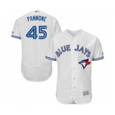 Men's Toronto Blue Jays #45 Thomas Pannone White Home Flex Base Authentic Collection Baseball Player Stitched Jersey