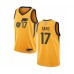 Men's Utah Jazz #17 Ed Davis Authentic Gold Basketball Jersey Statement Edition