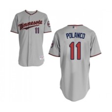 Men's Minnesota Twins #11 Jorge Polanco Authentic Grey Road Cool Base Baseball Jersey