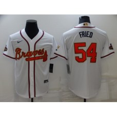 Men's Atlanta Braves #54 Max Fried Nike White 2022 Gold Program Authentic Player Stitched Jersey