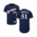 Men's Milwaukee Brewers #51 Freddy Peralta Navy Blue Alternate Flex Base Authentic Collection Baseball Player Stitched Jersey