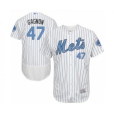 Men's New York Mets #47 Drew Gagnon Authentic White 2016 Father's Day Fashion Flex Base Baseball Player Stitched Jersey