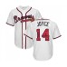 Men's Atlanta Braves #14 Matt Joyce Authentic White Team Logo Fashion Cool Base Baseball Jersey