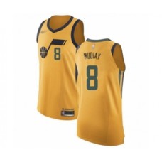 Men's Utah Jazz #8 Emmanuel Mudiay Authentic Gold Basketball Stitched Jersey Statement Edition