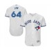 Men's Toronto Blue Jays #64 Derek Law White Home Flex Base Authentic Collection Baseball Player Stitched Jersey