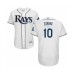 Men's Tampa Bay Rays #10 Mike Zunino Home White Home Flex Base Authentic Collection Baseball Player Stitched Jersey