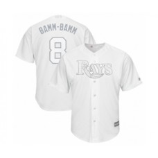 Men's Tampa Bay Rays #8 Brandon Lowe Bamm-Bamm Authentic White 2019 Players Weekend Baseball Jersey