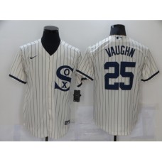 Men's Nike Chicago White Sox #25 Andrew Vaughn Cream Game 2021 Field of Dreams Stitched Jersey