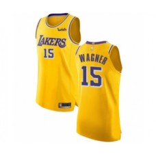 Men's Los Angeles Lakers #15 Moritz Wagner Authentic Gold Basketball Jersey - Icon Edition