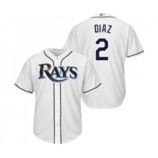 Men's Tampa Bay Rays #2 Yandy Diaz Replica White Home Cool Base Baseball Jersey