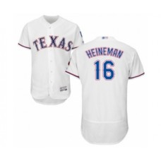 Men's Texas Rangers #16 Scott Heineman White Home Flex Base Authentic Collection Baseball Player Stitched Jersey