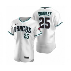 Men's Arizona Diamondbacks #25 Archie Bradley Nike White Teal Authentic 2020 Alternate Stitched Jersey